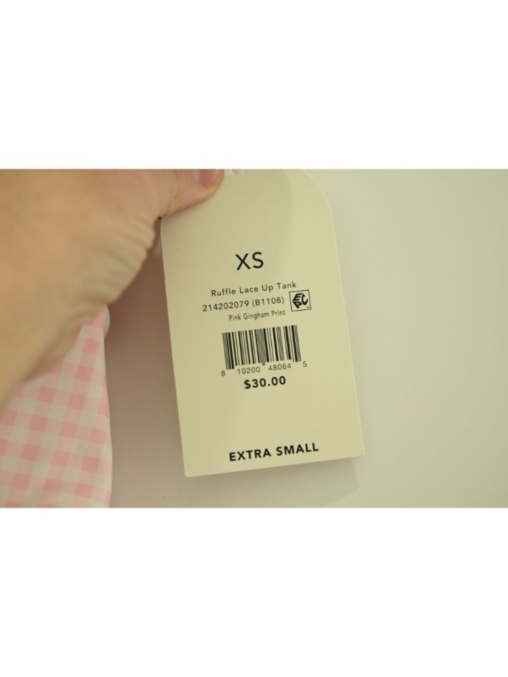 NWT Blogilates Ruffle Lace Up Tank Top XS Pink Gingham Floral Ruffle Tie Front - Picture 5 of 6